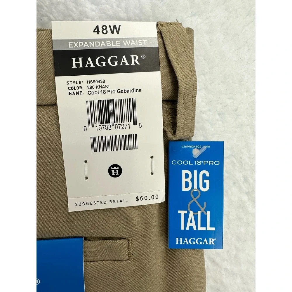 HAGGAR Mens Big & Tall Cool 18 PRO Classic-Fit Stretch Flat-Front Shorts Size 48